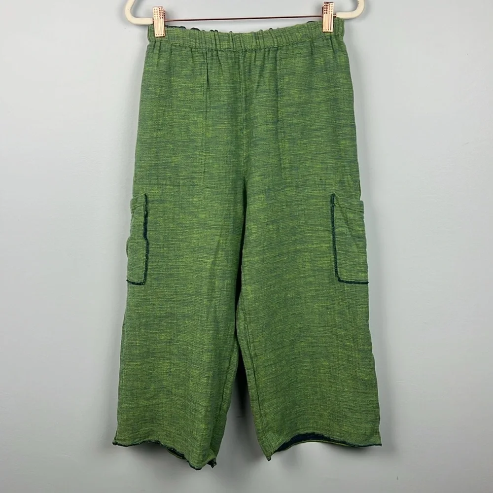 CLICK by Color me Cotton 100% linen medium 2 piece women’s set reversible pants - Picture 11 of 12
